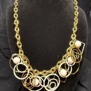 Vintage Gold and White Statement Necklace